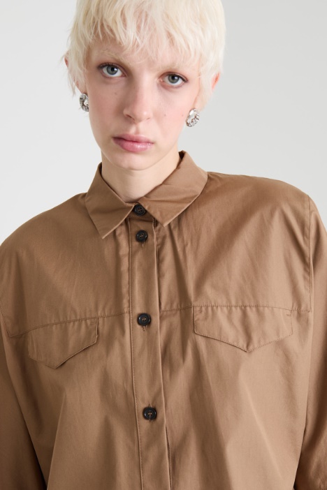 Camicia asimmetrica in popeline