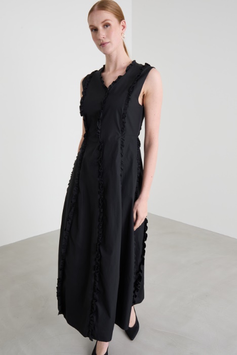 Vestido de popelina con volantes