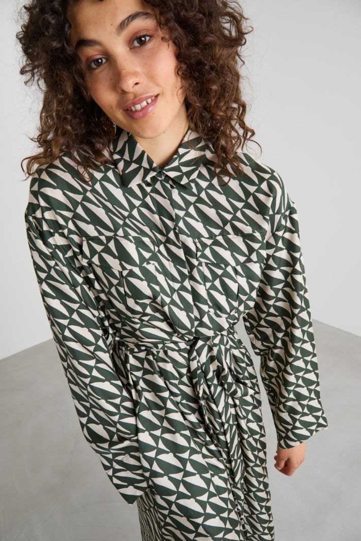 Silk twill shirt dress Intrend - 4