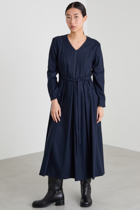 Vestido de franela plisada