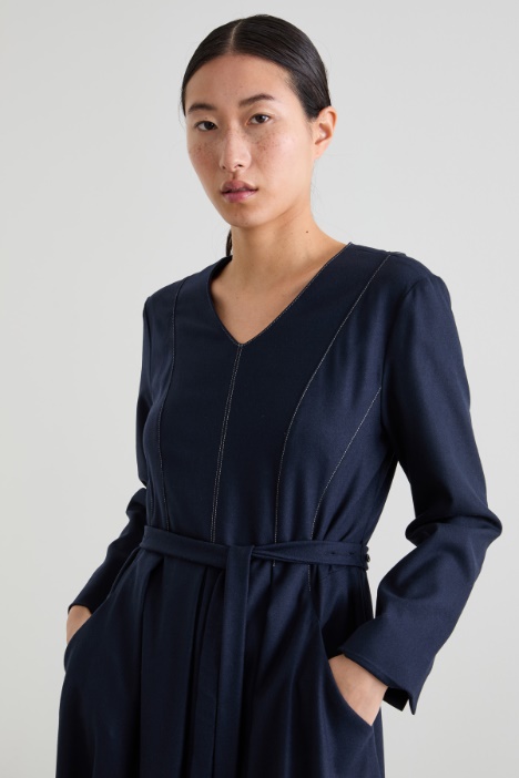 Vestido de franela plisada