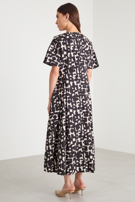 Abito midi in cotone stampato