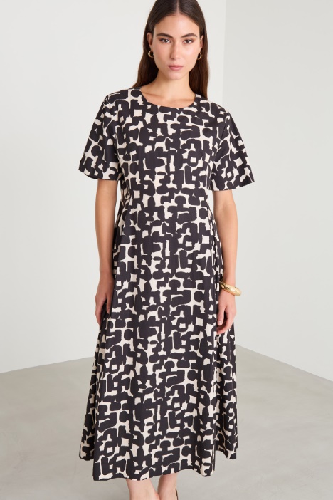 Abito midi in cotone stampato