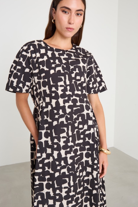 Abito midi in cotone stampato