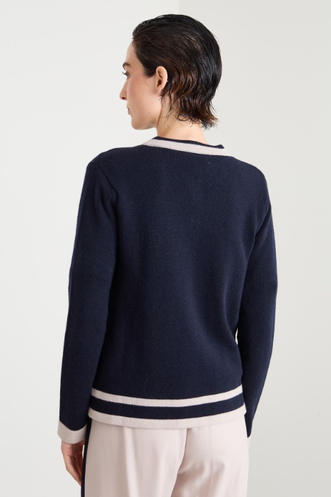 Cardigan in lana con intarsio