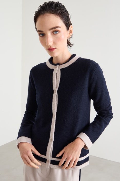 Cardigan in lana con intarsio Intrend