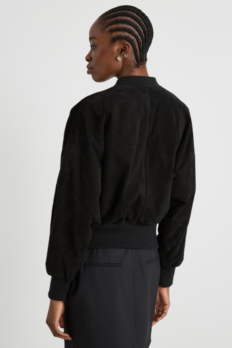 Bomber crop in suede