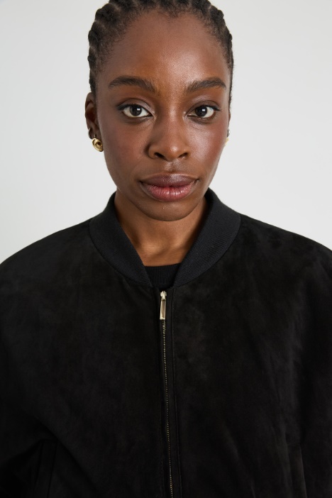 Bomber crop in suede