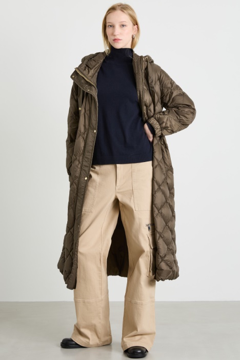 Long down jacket with elastic waistband Intrend