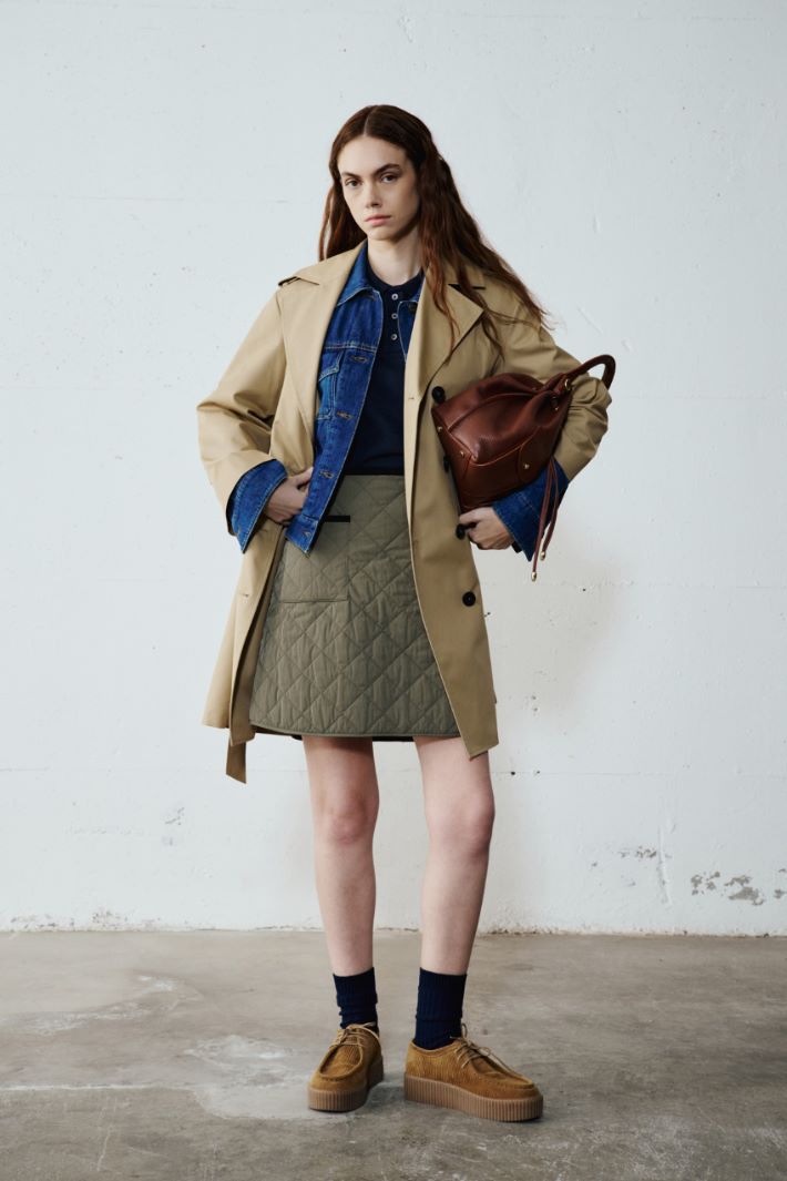 Double-breasted water-repellent gabardine trench coat Intrend - 5