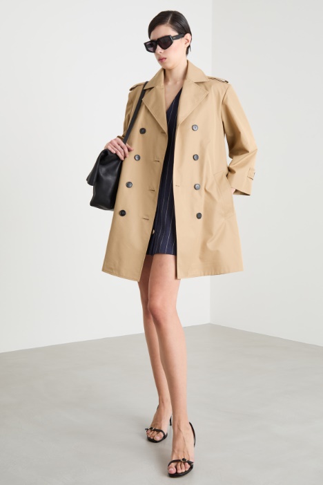 Double-breasted water-repellent gabardine trench coat Intrend