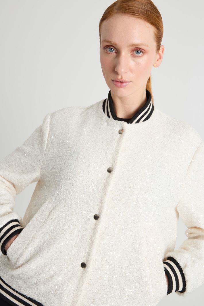 Sequinned Basketweave Bomber Jacket Intrend - 3