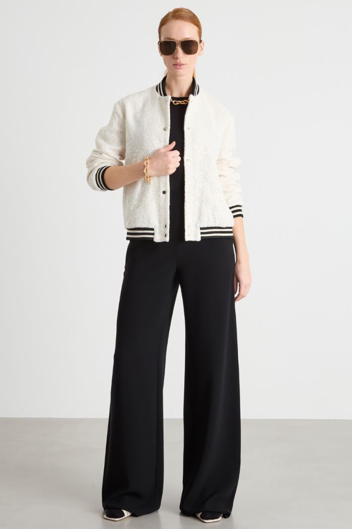 Sequinned Basketweave Bomber Jacket Intrend