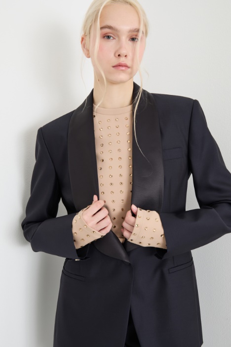 Blazer con rever in raso