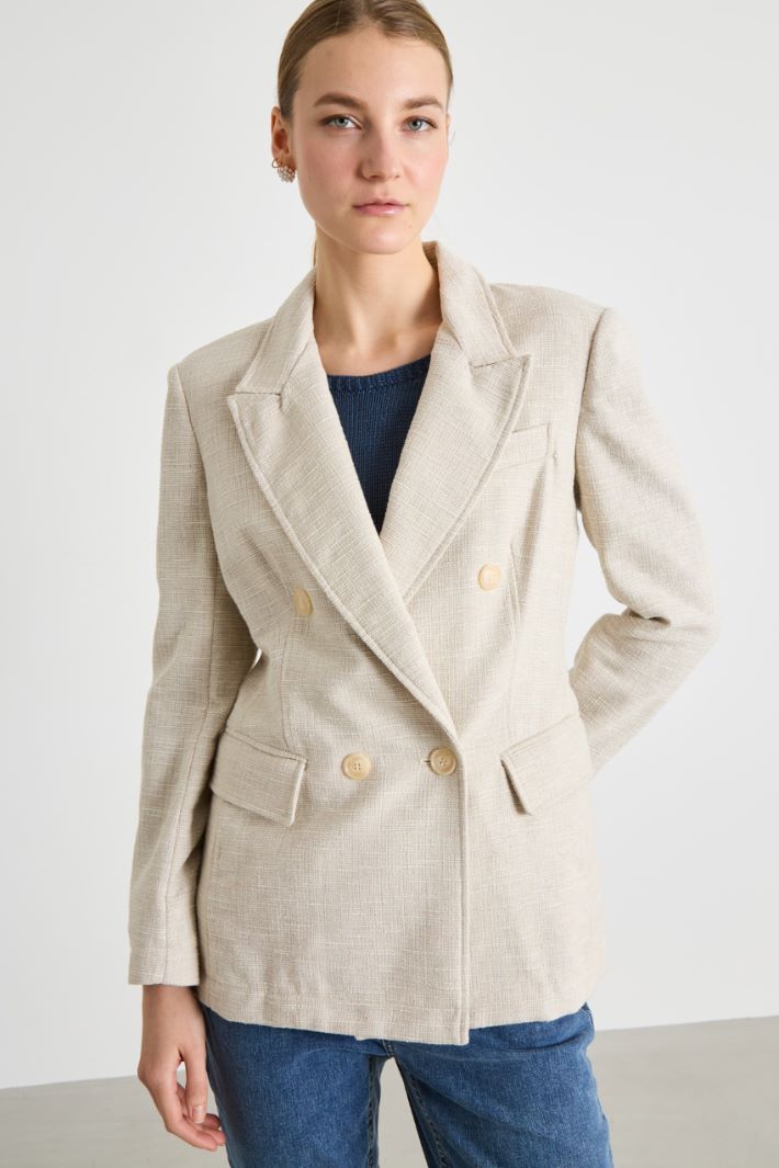 Double-breasted basketweave blazer Intrend - 2