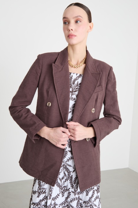 Double-breasted basketweave blazer Intrend