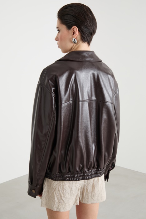 Giacca boxy in jersey spalmato