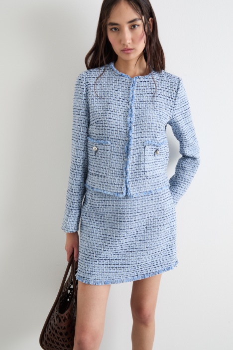 Collarless basketweave jacket Intrend