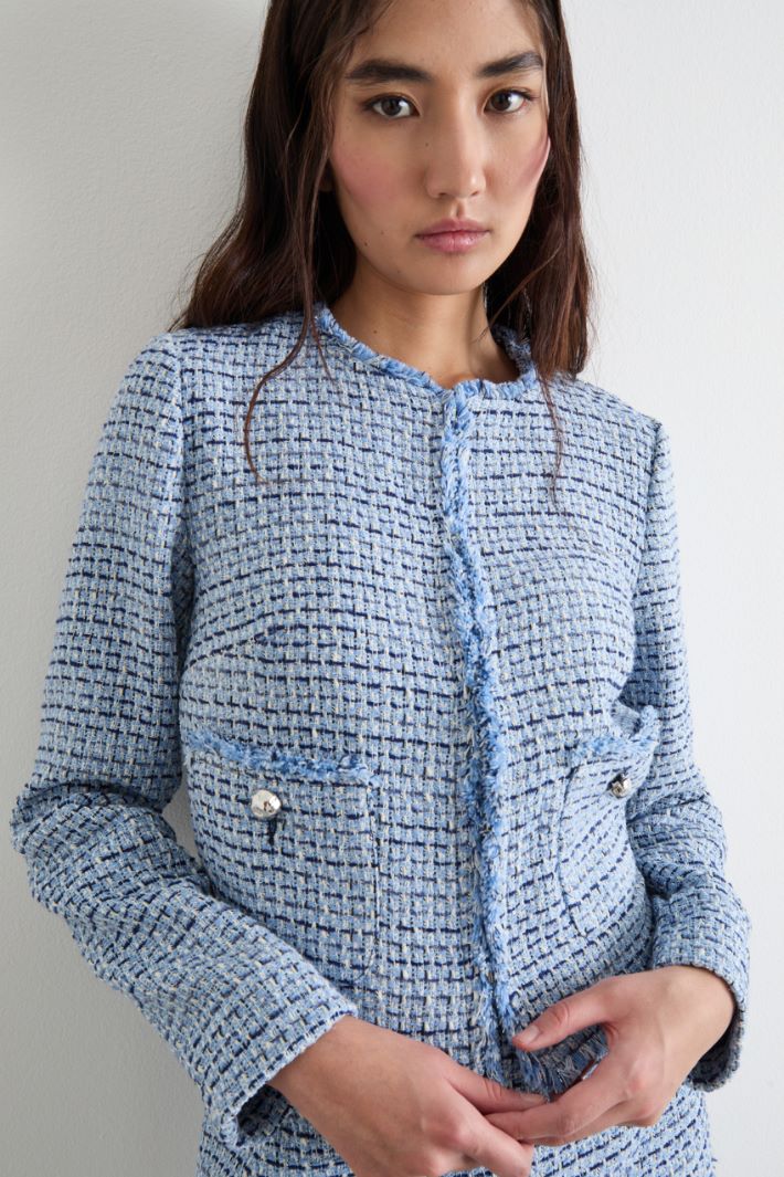Collarless basketweave jacket Intrend - 3