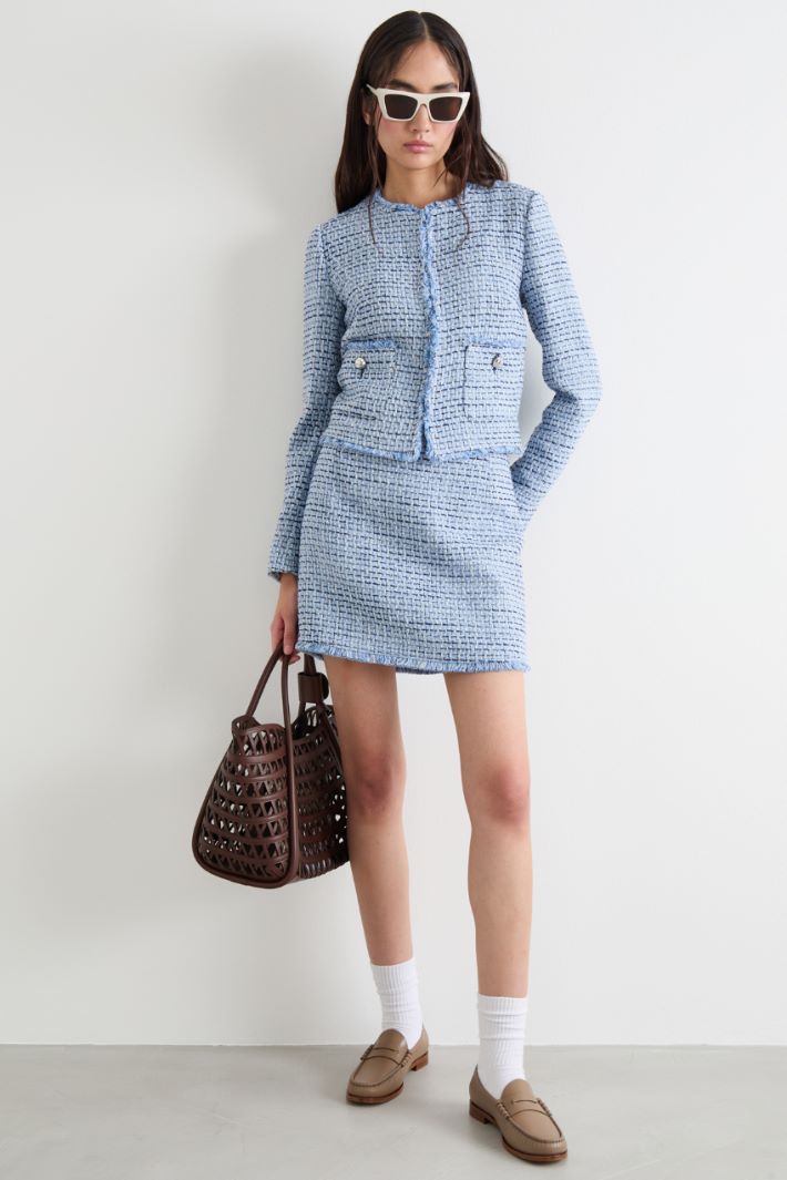 Collarless basketweave jacket Intrend