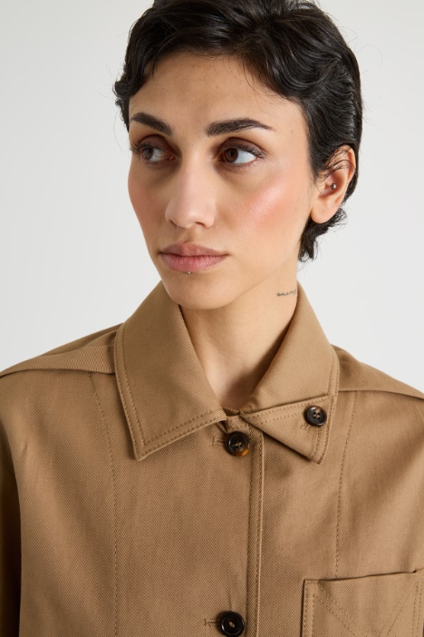 Giacca crop in twill stretch