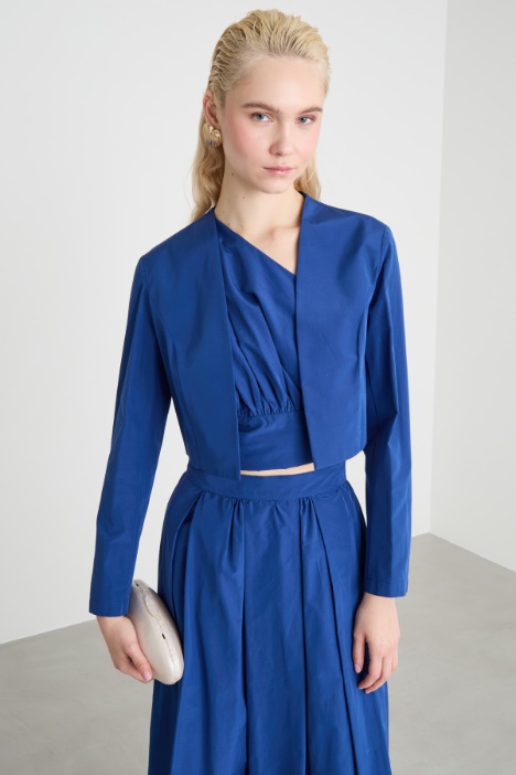Open-front taffeta bolero Intrend