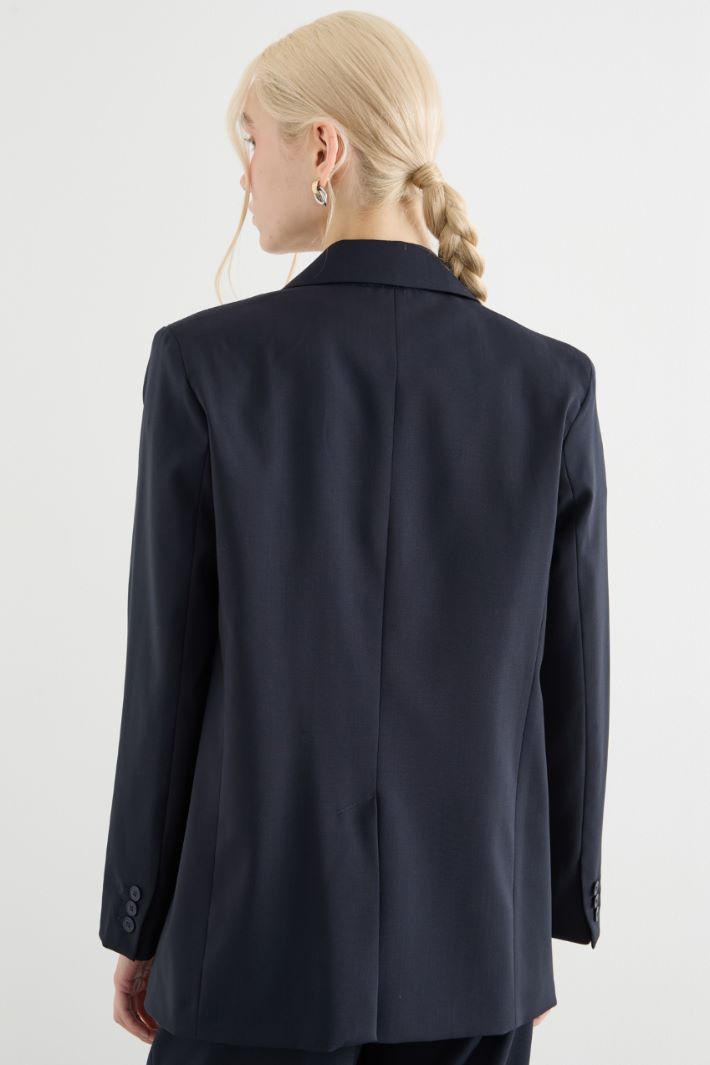 Single-breasted wool canvas blazer Intrend - 4