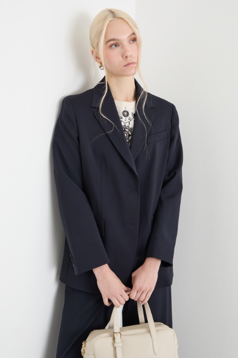 Single-breasted wool canvas blazer Intrend