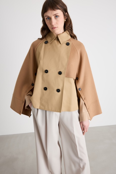 Trench doppiopetto in gabardina antigoccia