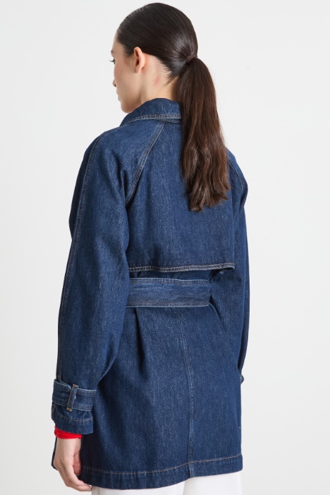 Trench doppiopetto in jeans