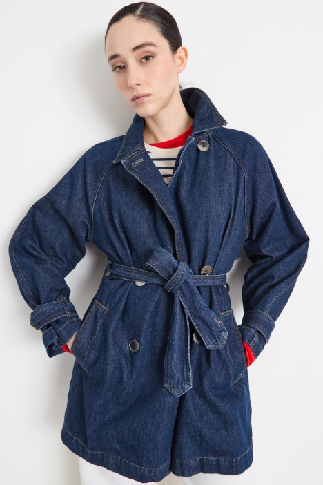 Trench doppiopetto in jeans