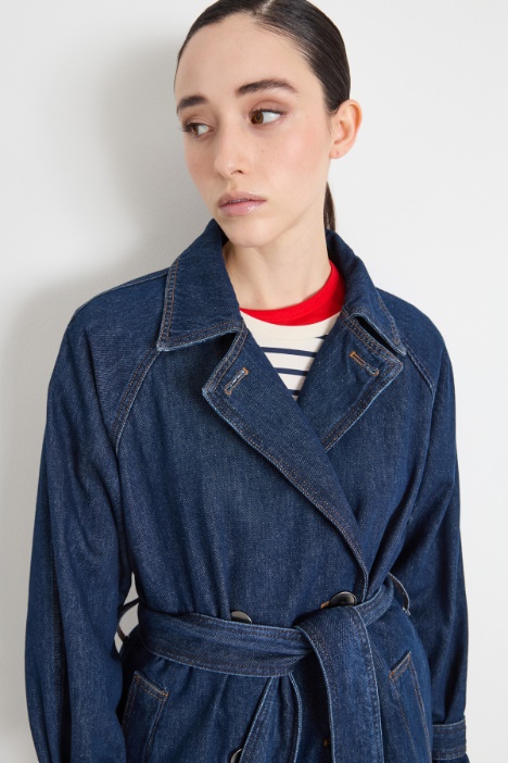 Trench doppiopetto in jeans