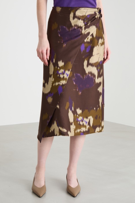 Gonna in shantung stampato