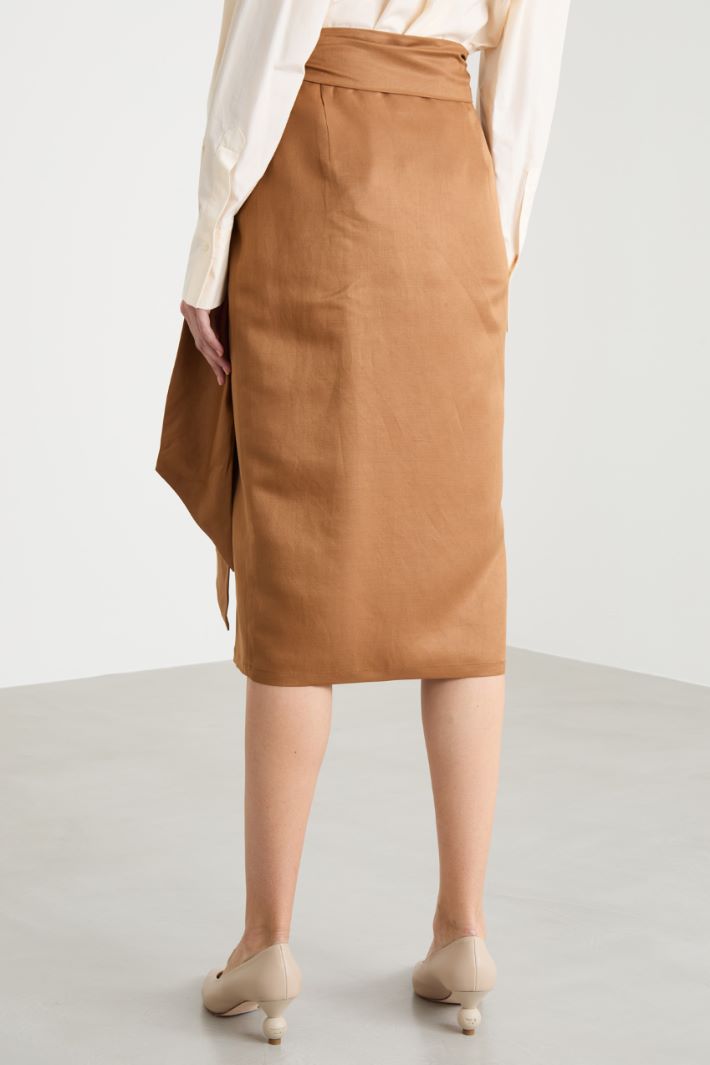 Linen and silk twill midi skirt Intrend - 4