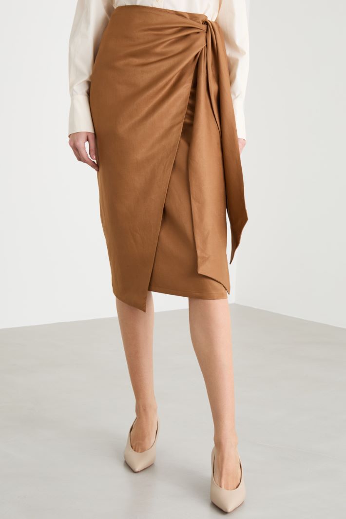 Linen and silk twill midi skirt Intrend - 2