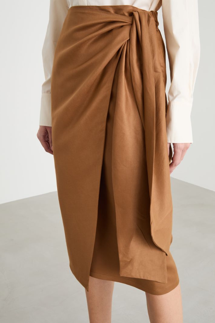 Linen and silk twill midi skirt Intrend - 3