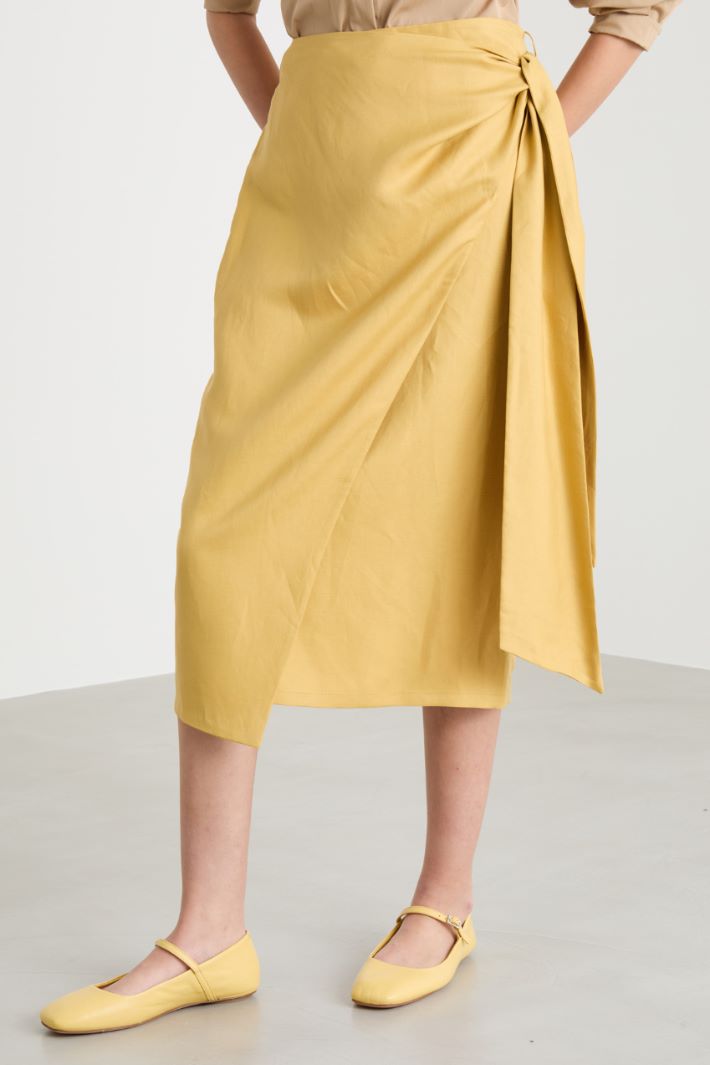 Linen and silk twill midi skirt Intrend - 2