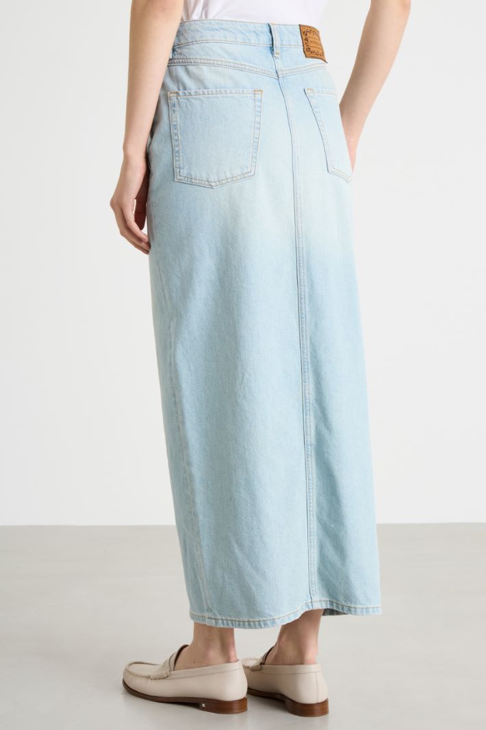 Denim Column Skirt Intrend - 4