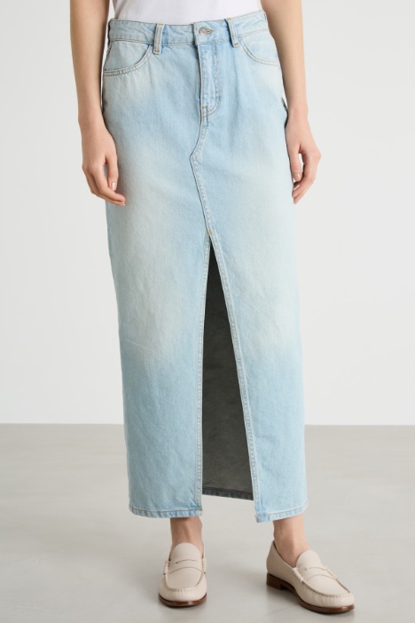 Falda columna de denim