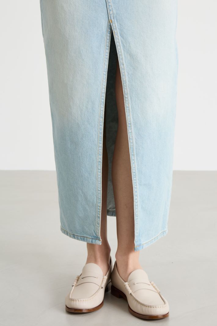 Denim Column Skirt Intrend - 3