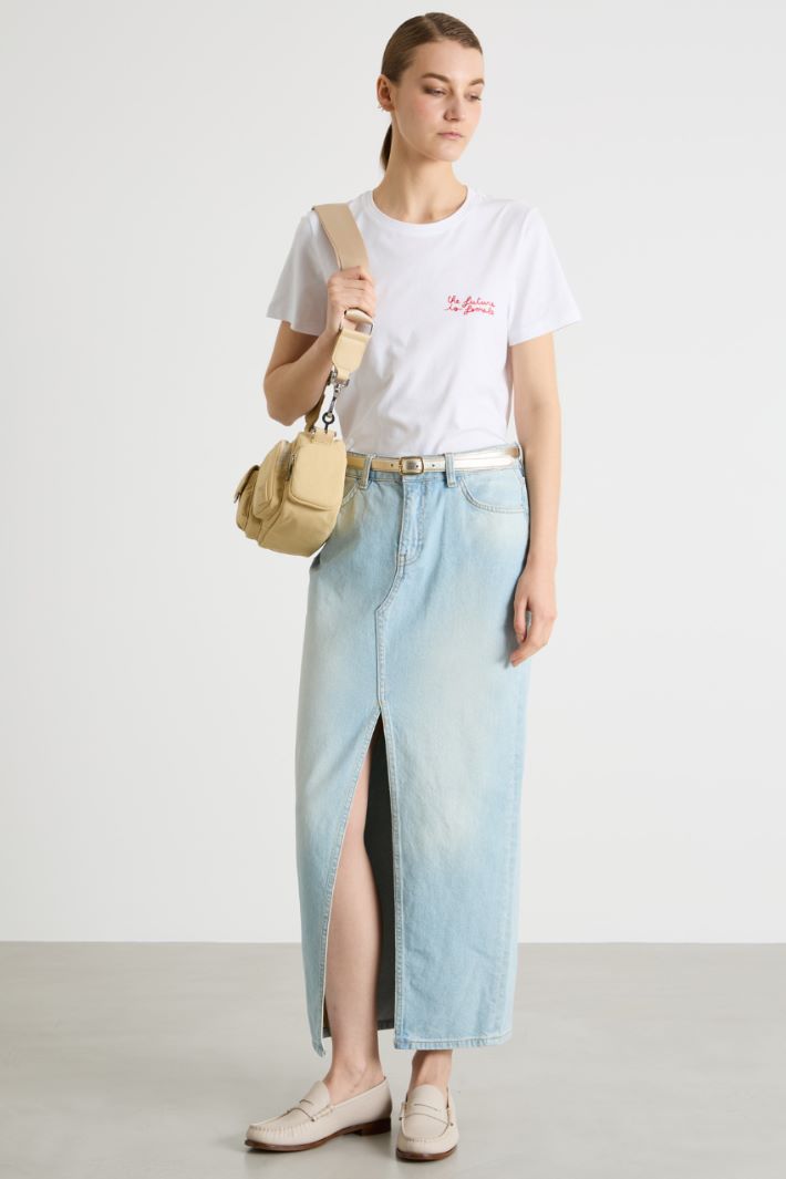 Denim Column Skirt Intrend