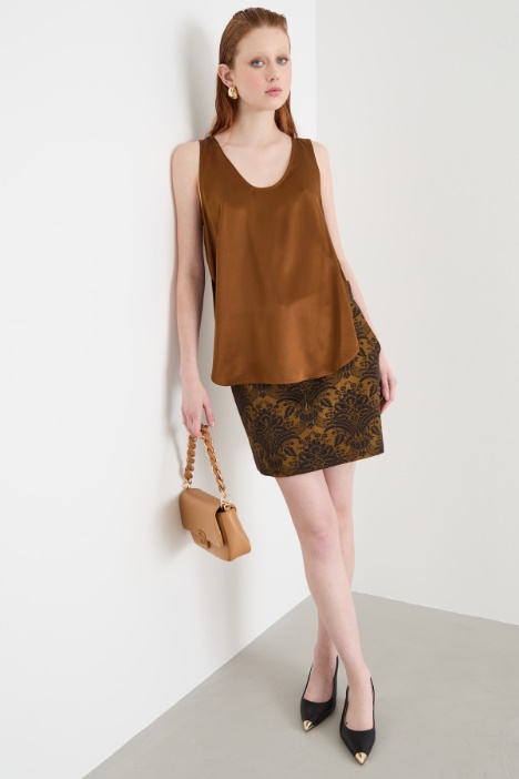 Jacquard technical wool mini skirt Intrend