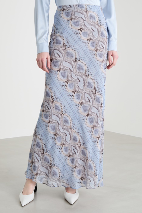 Falda de georgette con estampado animal