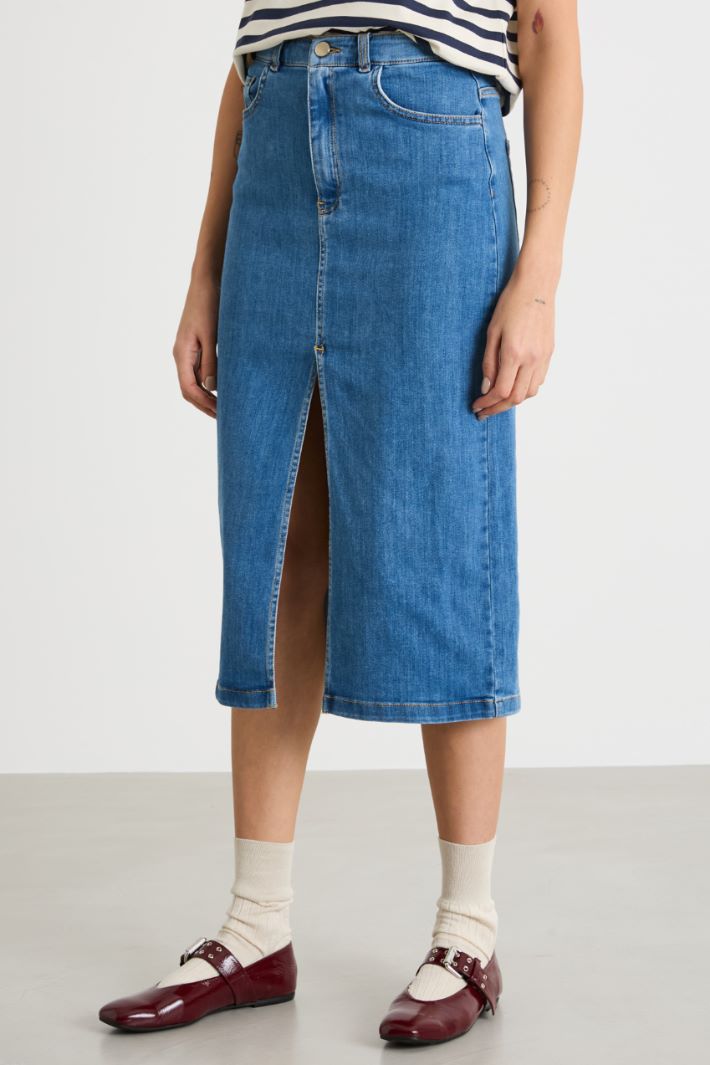 Denim midi skirt Intrend - 2