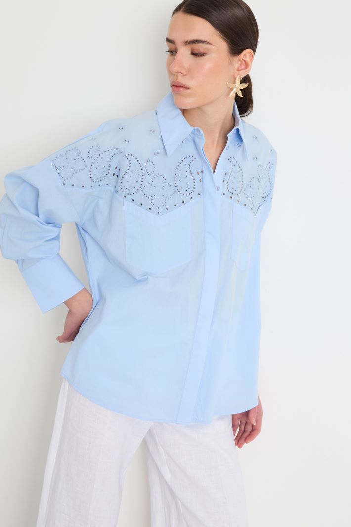 Embroidered poplin shirt Intrend - 2