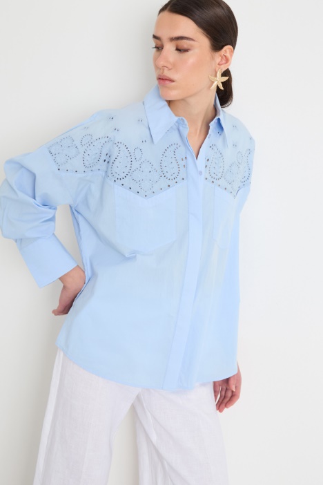 Embroidered poplin shirt Intrend