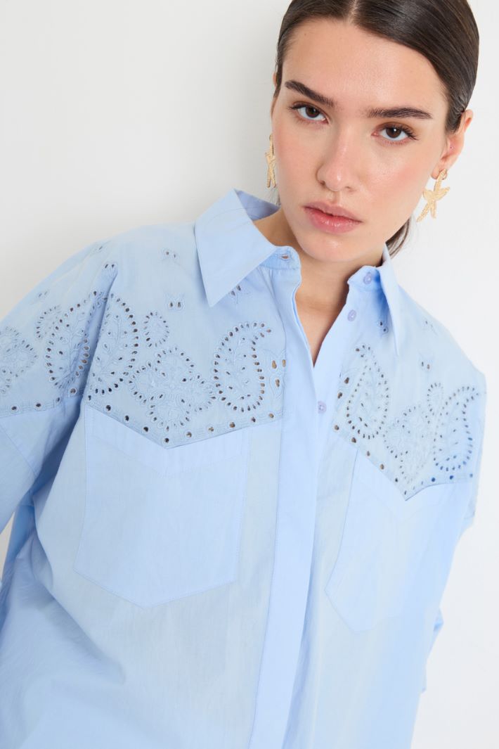 Embroidered poplin shirt Intrend - 3