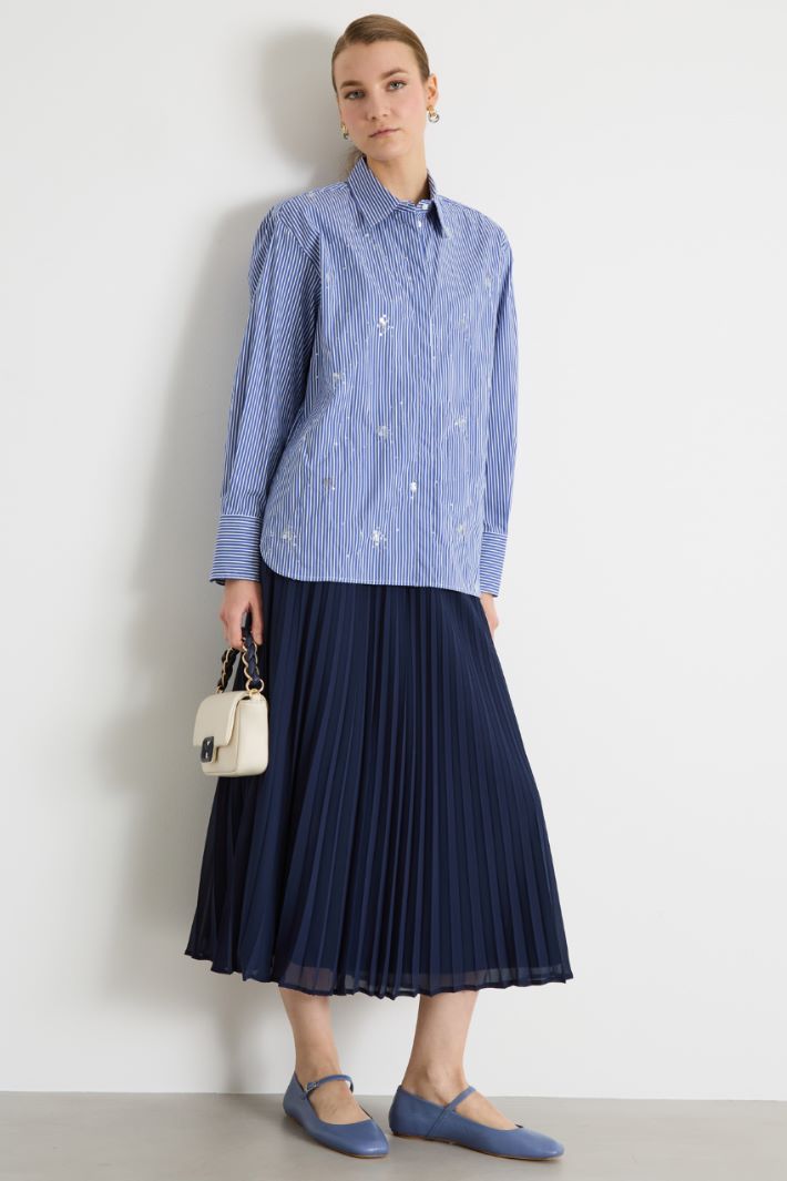 Sequin-Embroidered Oversized Poplin Shirt Intrend