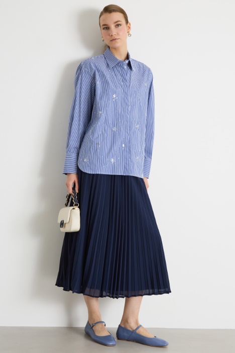 Sequin-Embroidered Oversized Poplin Shirt Intrend