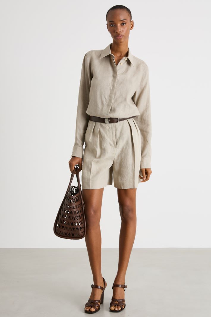 Fly-front linen shirt Intrend